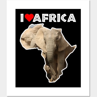 I Love Africa Elephant Mother and Calf Posters and Art